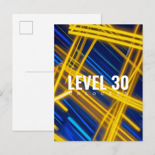Neon Geel Cyaan Cyberpunk Lichtsporen Abstract Uitnodiging Briefkaart