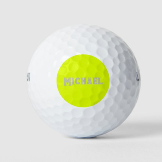 Neon Geel Elegante Naam Kleur Reizen Helder Golfballen (Voorkant)