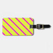 Neon geel en levendig roze strepen bagagelabel (Voorkant horizontaal)