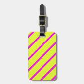 Neon geel en levendig roze strepen bagagelabel (Voorkant verticaal)