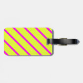 Neon geel en levendig roze strepen bagagelabel (Achterkant horizontaal)