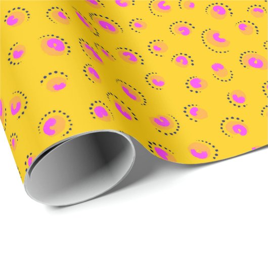 Neon Geel en Roze Cheetah print inpakpapier (Rol Hoek)