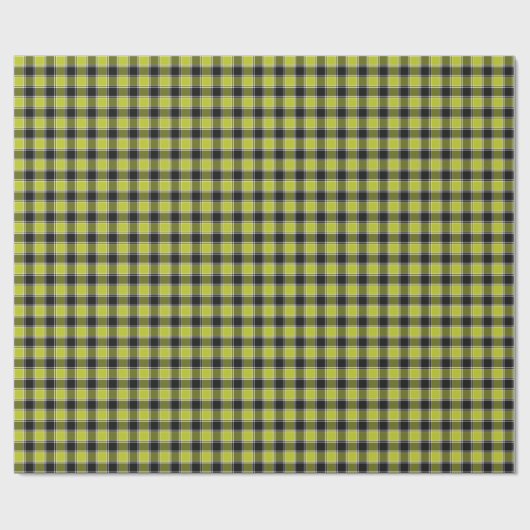 Neon Geel en Zwart Geruite geruite Plaid Cadeaupapier (Vlak)