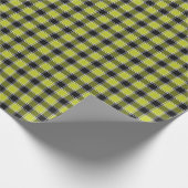 Neon Geel en Zwart Geruite geruite Plaid Cadeaupapier (Hoek)