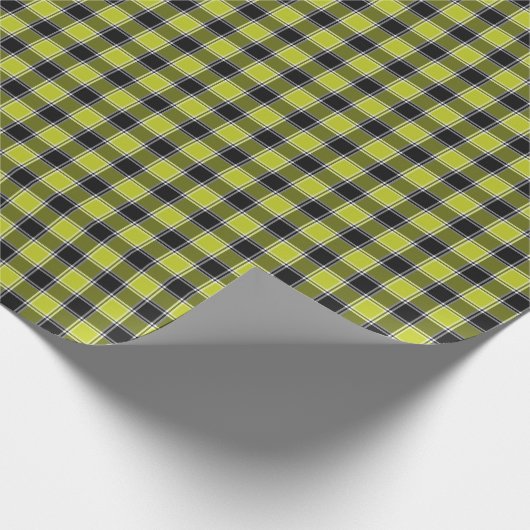 Neon Geel en Zwart Geruite geruite Plaid Cadeaupapier (Hoek)