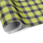 Neon Geel en Zwart Geruite geruite Plaid Cadeaupapier (Rol Hoek)