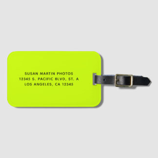 Neon Geel en Zwart Modern Minimalistisch Bagagelabel