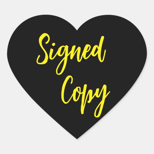 Neon geel Gesigneerd exemplaar Hart Sticker (Voorkant)