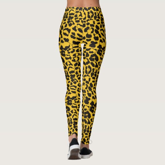 Neon geel Leopard Animal Print Leggings (Achterkant)