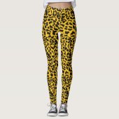 Neon geel Leopard Animal Print Leggings (Voorkant)