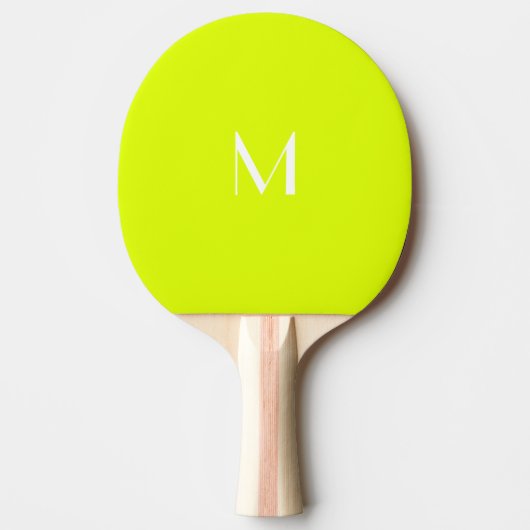 Neon geel - monogram tafeltennisbatje (Voorkant)