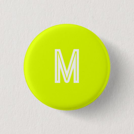 neon geel - monogram toevoegen ronde button 3,2 cm (Voorkant)