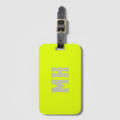 Neon geel monogram trendy reizen helder bagagelabel (Voorkant (verticaal))