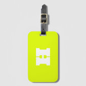 Neon geel monogram trendy reizen helder bagagelabel (Voorkant (verticaal))