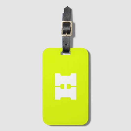 Neon geel monogram trendy reizen helder bagagelabel (Voorkant (verticaal))