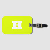 Neon geel monogram trendy reizen helder bagagelabel (Voorkant (horizontaal))