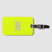 Neon geel monogram trendy reizen helder bagagelabel (Voorkant (horizontaal))