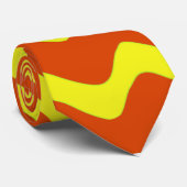 Neon geel & oranje retro golven stropdas (Opgerold)