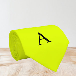 Neon Geel Retro Monogram Fluorescerend Helder Stropdas