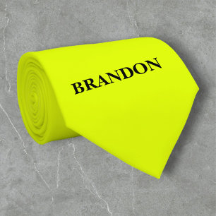 Neon Geel Retro Monogram Fluorescerend Helder Stropdas