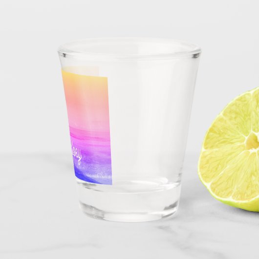 Neon Geel Roze Sinaasappel Tropical Paradise Trend Shot Glas (Rechts)