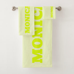 Neon Geel Stijlvolle Moderne Naam Handtekening Bad Handdoek