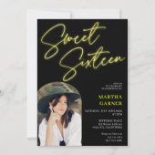 Neon geel teken script leuke foto boog Sweet 16 Kaart (Voorkant)