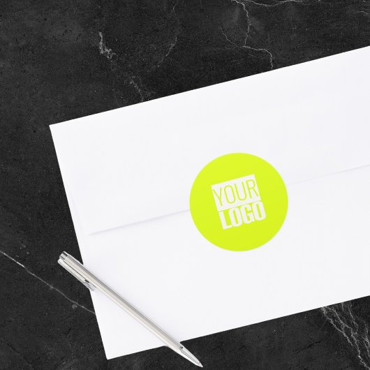 Neon geel - voeg je logo toe ronde sticker