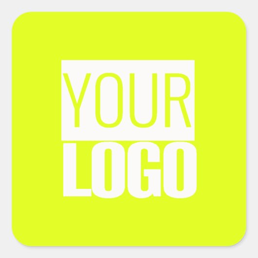 Neon geel - voeg uw logo toe vierkante sticker (Voorkant)