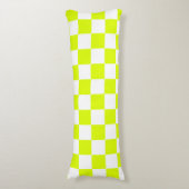 Neon Geel Wit Geruit Schaakbord Lichaamskussen (Voorkant Verticaal)