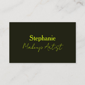 Neon Geel Zwart Aangepast Script Tekst Make-up Art Visitekaartje