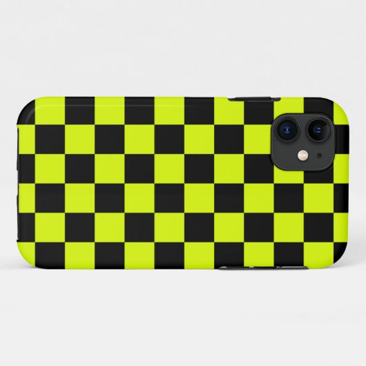 Neon Geel Zwart Geruit Schaakbord Case-Mate iPhone Case (Achterkant (horizontaal))