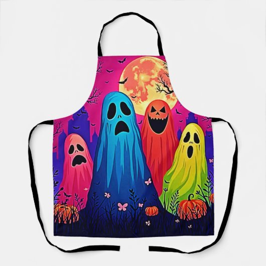 Neon Geesten Halloween Feest Design Schort (Voorkant)