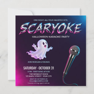 Neon Geesten Halloween Karaoke Feest Kaart