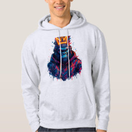 Neon gekroonde gorilla graffiti kunst hoodie