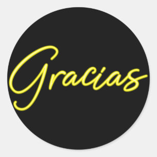 Neon Gele Gloed Spaans Gracias Dank U Ronde Sticker