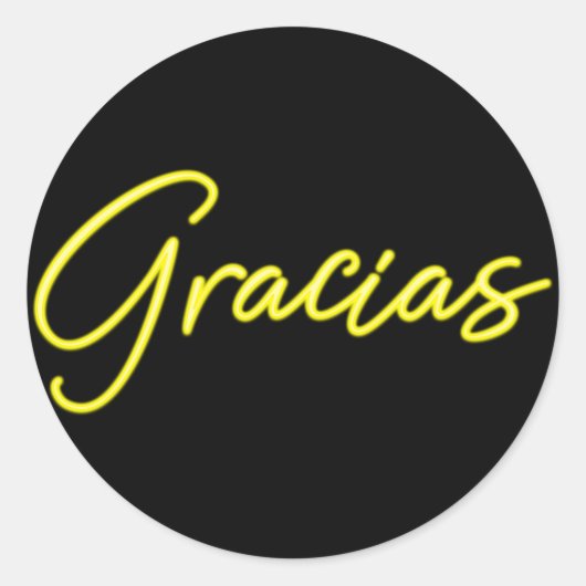 Neon Gele Gloed Spaans Gracias Dank U Ronde Sticker (Voorkant)