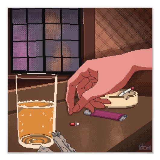 Neon Genesis Evangelion Pixel Foto afdrukken (Voorkant)