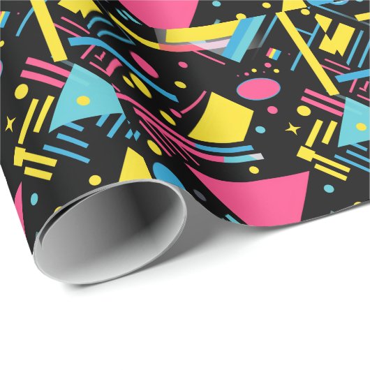 Neon Geo Modern Blast Kleurrijke geometrische patr Cadeaupapier (Rol Hoek)