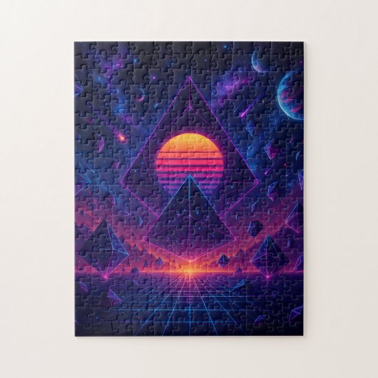 Neon Geometric Ascension in Deep Space Legpuzzel (Verticaal)