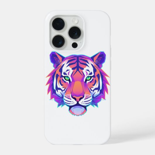 Neon Geometric Tiger iPhone Hoesje (Achterkant)