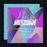 Neon Geometrical Blue Bar Mitzvah Kaart<br><div class="desc">Joodse feestdagen - Bar Mitzvah Geometrical Invitations</div>