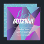 Neon Geometrical Blue Bar Mitzvah Kaart<br><div class="desc">Joodse feestdagen - Bar Mitzvah Geometrical Invitations</div>