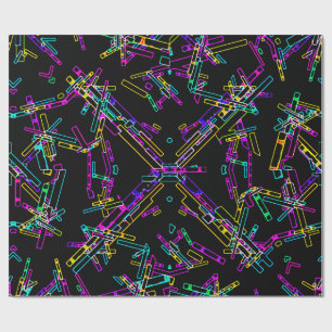 Neon Geometrie Explosie: Levendig Abstract Spatwer Cadeaupapier