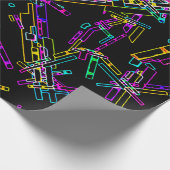 Neon Geometrie Explosie: Levendig Abstract Spatwer Cadeaupapier (Hoek)