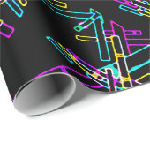 Neon Geometrie Explosie: Levendig Abstract Spatwer Cadeaupapier (Rol Hoek)