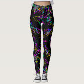Neon Geometrie Explosie: Levendig Abstract Spatwer Leggings (Voorkant)