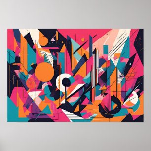 Neon Geometrie Rush Poster