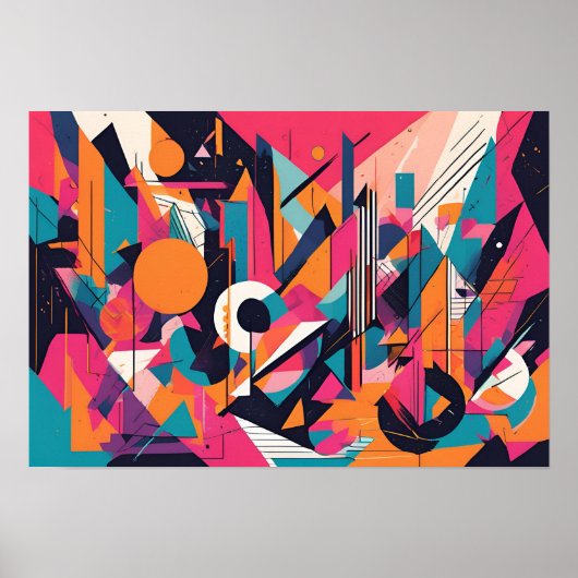 Neon Geometrie Rush Poster (Voorkant)