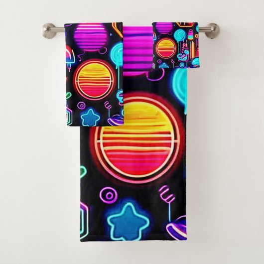 Neon Geometrisch Abstract Bad Handdoek (Insitu)